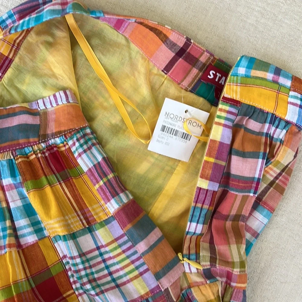 STAUD x Birkenstock NWT Sea Bright Patchwork Plaid cotton midi maxi skirt - Picture 16 of 17